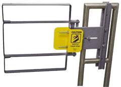 FabEnCo - Galvanized Carbon Steel Self Closing Rail Safety Gate - Fits 28 to 30-1/2" Clear Opening, 30-1/2" Wide x 22" Door Height, 44 Lb, Gray, Silver - Eagle Tool & Supply