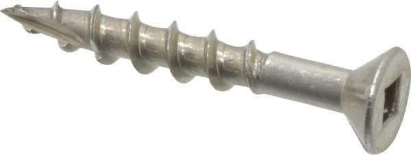 Value Collection - #8 Flat Head, Square Drive Stainless Steel Deck Screw - 1-1/4" OAL, Grade 305, Type 17 Point - Eagle Tool & Supply