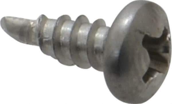 Value Collection - #6, Pan Head, Phillips Drive, 3/8" Length Under Head, #2 Point, Self Drilling Screw - Grade 410 Stainless Steel - Eagle Tool & Supply
