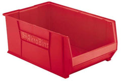 Akro-Mils - 300 Lb. Load Capacity, 29-1/4" Deep, Red Polymer Hopper Stacking Bin - 12" High x 18-3/8" Wide x 29-1/4" Long - Eagle Tool & Supply