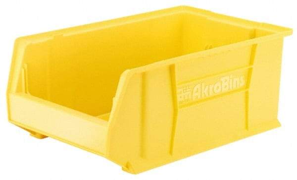 Akro-Mils - 300 Lb. Load Capacity, 29-1/4" Deep, Yellow Polymer Hopper Stacking Bin - 12" High x 18-3/8" Wide x 29-1/4" Long - Eagle Tool & Supply