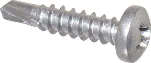 Value Collection - #6, Pan Head, Phillips Drive, 5/8" Length Under Head, #2 Point, Self Drilling Screw - Grade 410 Stainless Steel - Eagle Tool & Supply