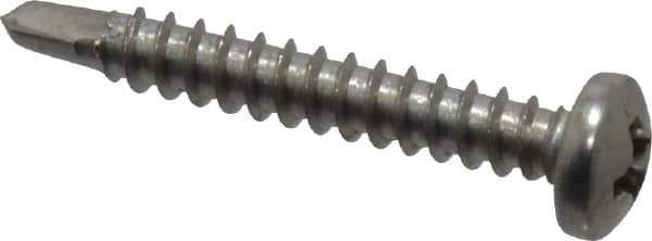 Value Collection - #6, Pan Head, Phillips Drive, 1" Length Under Head, #2 Point, Self Drilling Screw - Grade 410 Stainless Steel - Eagle Tool & Supply