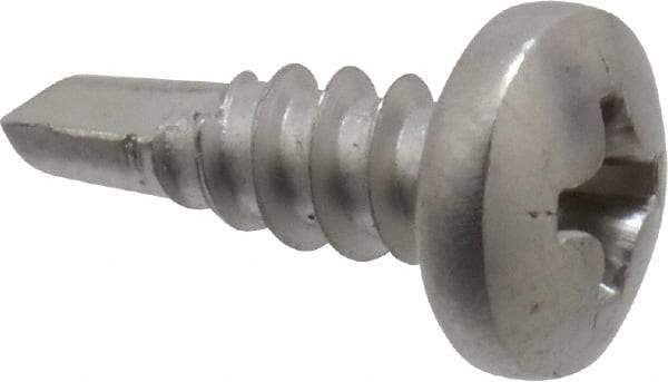 Value Collection - #8, Pan Head, Phillips Drive, 1/2" Length Under Head, #2 Point, Self Drilling Screw - Grade 410 Stainless Steel - Eagle Tool & Supply