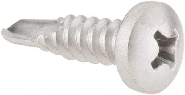 Value Collection - #10, Pan Head, Phillips Drive, 3/4" Length Under Head, #3 Point, Self Drilling Screw - Grade 410 Stainless Steel - Eagle Tool & Supply