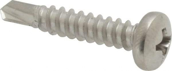 Value Collection - #10, Pan Head, Phillips Drive, 1" Length Under Head, #3 Point, Self Drilling Screw - Grade 410 Stainless Steel - Eagle Tool & Supply