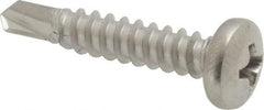 Value Collection - #10, Pan Head, Phillips Drive, 1" Length Under Head, #3 Point, Self Drilling Screw - Grade 410 Stainless Steel - Eagle Tool & Supply