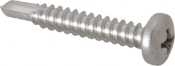 Value Collection - #10, Pan Head, Phillips Drive, 1-1/4" Length Under Head, #3 Point, Self Drilling Screw - Grade 410 Stainless Steel - Eagle Tool & Supply