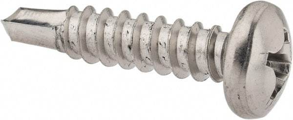 Value Collection - #12, Pan Head, Phillips Drive, 1" Length Under Head, #3 Point, Self Drilling Screw - Grade 410 Stainless Steel - Eagle Tool & Supply