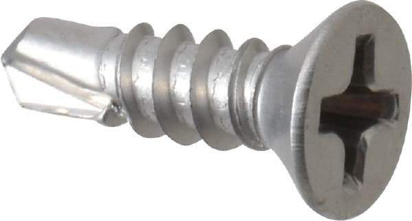 Value Collection - #6, Flat Head, Phillips Drive, 1/2" OAL, #2 Point, Self Drilling Screw - Grade 410 Stainless Steel - Eagle Tool & Supply