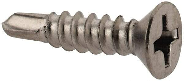 Value Collection - #6, Flat Head, Phillips Drive, 5/8" OAL, #2 Point, Self Drilling Screw - Grade 410 Stainless Steel - Eagle Tool & Supply