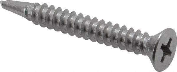 Value Collection - #10, Flat Head, Phillips Drive, 1-1/2" OAL, #3 Point, Self Drilling Screw - Grade 410 Stainless Steel - Eagle Tool & Supply