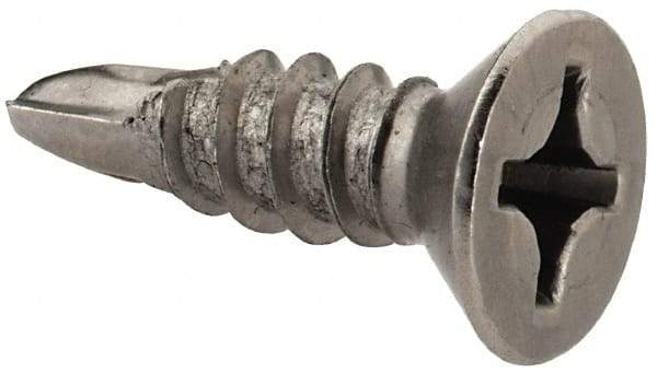 Value Collection - #12, Flat Head, Phillips Drive, 3/4" OAL, #3 Point, Self Drilling Screw - Grade 410 Stainless Steel - Eagle Tool & Supply