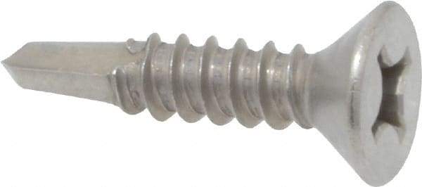 Value Collection - #12, Flat Head, Phillips Drive, 1" OAL, #3 Point, Self Drilling Screw - Grade 410 Stainless Steel - Eagle Tool & Supply