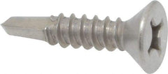 Value Collection - #12, Flat Head, Phillips Drive, 1" OAL, #3 Point, Self Drilling Screw - Grade 410 Stainless Steel - Eagle Tool & Supply