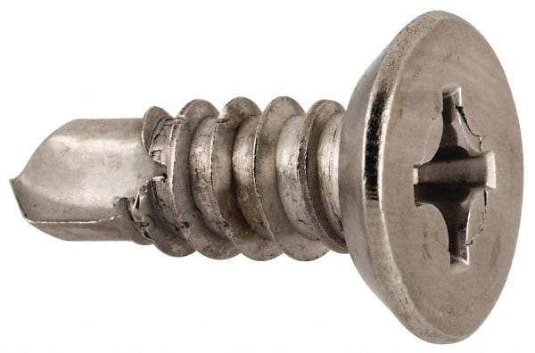 Value Collection - #14, Flat Head, Phillips Drive, 3/4" OAL, #3 Point, Self Drilling Screw - Grade 410 Stainless Steel - Eagle Tool & Supply