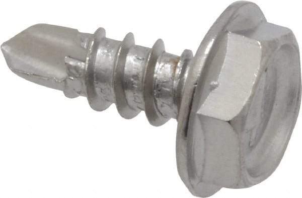 Value Collection - #6, Hex Washer Head, Hex Drive, 3/8" Length Under Head, #2 Point, Self Drilling Screw - Grade 410 Stainless Steel - Eagle Tool & Supply