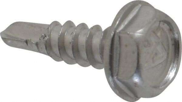 Value Collection - #6, Hex Washer Head, Hex Drive, 1/2" Length Under Head, #2 Point, Self Drilling Screw - Grade 410 Stainless Steel - Eagle Tool & Supply