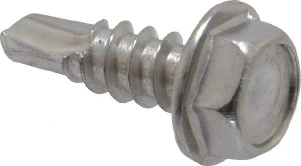 Value Collection - #8, Hex Washer Head, Hex Drive, 1/2" Length Under Head, #2 Point, Self Drilling Screw - Grade 410 Stainless Steel - Eagle Tool & Supply