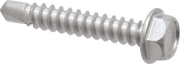 Value Collection - #8, Hex Washer Head, Hex Drive, 1" Length Under Head, #2 Point, Self Drilling Screw - Grade 410 Stainless Steel - Eagle Tool & Supply