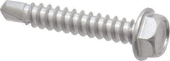 Value Collection - #8, Hex Washer Head, Hex Drive, 1" Length Under Head, #2 Point, Self Drilling Screw - Grade 410 Stainless Steel - Eagle Tool & Supply