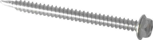 Value Collection - #8, Hex Washer Head, Hex Drive, 2" Length Under Head, #2 Point, Self Drilling Screw - Grade 410 Stainless Steel - Eagle Tool & Supply