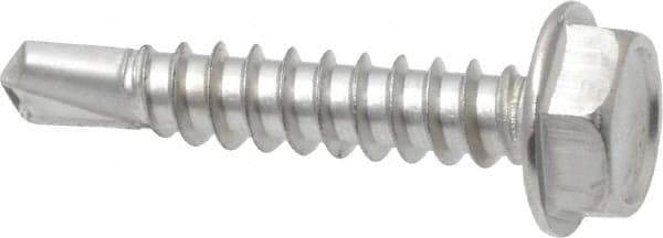 Value Collection - #10, Hex Washer Head, Hex Drive, 1" Length Under Head, #3 Point, Self Drilling Screw - Grade 410 Stainless Steel - Eagle Tool & Supply
