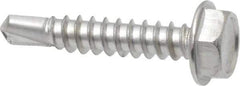 Value Collection - #10, Hex Washer Head, Hex Drive, 1" Length Under Head, #3 Point, Self Drilling Screw - Grade 410 Stainless Steel - Eagle Tool & Supply