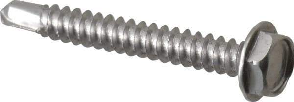 Value Collection - #10, Hex Washer Head, Hex Drive, 1-1/2" Length Under Head, #3 Point, Self Drilling Screw - Grade 410 Stainless Steel - Eagle Tool & Supply