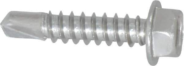 Value Collection - #12, Hex Washer Head, Hex Drive, 1" Length Under Head, #3 Point, Self Drilling Screw - Grade 410 Stainless Steel - Eagle Tool & Supply