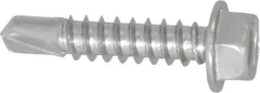 Value Collection - #12, Hex Washer Head, Hex Drive, 1" Length Under Head, #3 Point, Self Drilling Screw - Grade 410 Stainless Steel - Eagle Tool & Supply