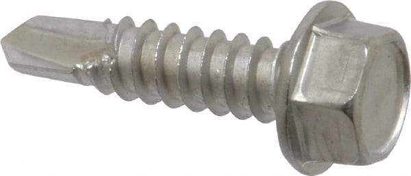 Value Collection - #14, Hex Washer Head, Hex Drive, 1" Length Under Head, #3 Point, Self Drilling Screw - Grade 410 Stainless Steel - Eagle Tool & Supply