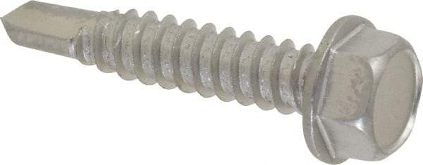 Value Collection - #14, Hex Washer Head, Hex Drive, 1-1/4" Length Under Head, #3 Point, Self Drilling Screw - Grade 410 Stainless Steel - Eagle Tool & Supply