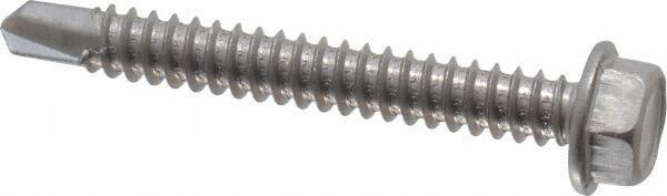 Value Collection - #14, Hex Washer Head, Hex Drive, 2" Length Under Head, #3 Point, Self Drilling Screw - Grade 410 Stainless Steel - Eagle Tool & Supply