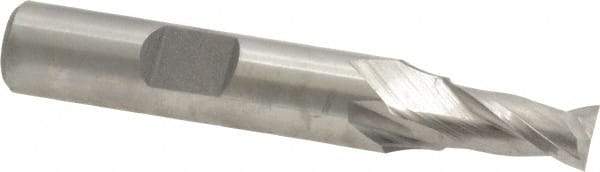Hertel - 7mm, 9/16" LOC, 3/8" Shank Diam, 2-3/8" OAL, 2 Flute, Cobalt Square End Mill - Single End, Uncoated, Spiral Flute, Centercutting, Right Hand Cut, Right Hand Flute - Eagle Tool & Supply