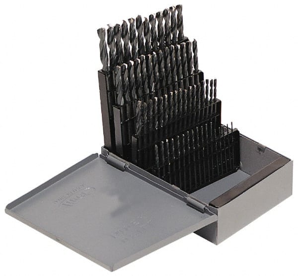 Hertel - 135° Point, Oxide Finish, High Speed Steel Screw Machine Length Drill Bit Set - Eagle Tool & Supply