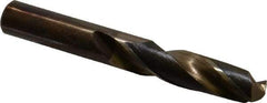 Hertel - 33/64" 135° Spiral Flute Cobalt Screw Machine Drill Bit - Bright Finish, Right Hand Cut, 2-3/8" Flute Length, 3-7/8" OAL, Split Point, Straight Shank - Eagle Tool & Supply