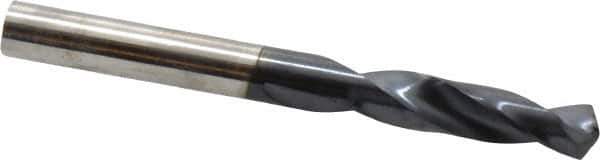 Hertel - 0.242" 135° Spiral Flute Cobalt Screw Machine Drill Bit - TiAlN Finish, Right Hand Cut, 1-3/8" Flute Length, 2-1/2" OAL, Split Point, Straight Shank - Eagle Tool & Supply