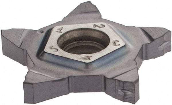 Iscar - 24N318J020PENTA J Grade IC908, 3.18mm Cutting Width Carbide Grooving Insert - 6.5mm Max Depth of Cut, Neutral, 0.2mm Corner Radius, TiAlN Finish - Eagle Tool & Supply