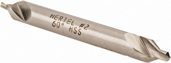 Hertel - #2 Plain Cut 60° Incl Angle High Speed Steel Combo Drill & Countersink - Eagle Tool & Supply