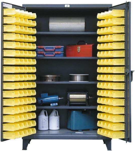 Strong Hold - 4 Shelf 94 Bin Storage Cabinet - Steel, 36" Wide x 24" Deep x 72" High, Dark Gray - Eagle Tool & Supply