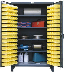 Strong Hold - 4 Shelf 144 Bin Storage Cabinet - Steel, 48" Wide x 24" Deep x 72" High, Dark Gray - Eagle Tool & Supply