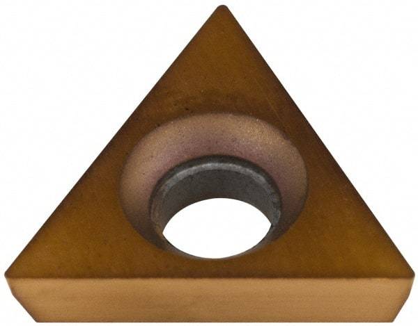 Hertel - TPCB220.5 Grade HP520B Carbide Boring Insert - TiN Finish, 60° Triangle, 11° Relief Angle, 1/4" Inscr Circle, 3/32" Thick, 0.007" Corner Radius - Eagle Tool & Supply