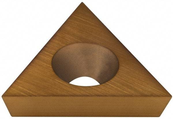 Hertel - TD6P01 Grade HP520B Carbide Boring Insert - TiN Finish, 60° Triangle, 11° Relief Angle, 3/8" Inscr Circle, 1/8" Thick, 0.002" Corner Radius - Eagle Tool & Supply