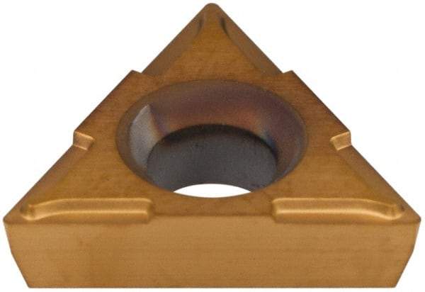 Hertel - TPCH220.5 Grade HP520B Carbide Boring Insert - TiN Finish, 60° Triangle, 11° Relief Angle, 1/4" Inscr Circle, 3/32" Thick, 0.007" Corner Radius - Eagle Tool & Supply
