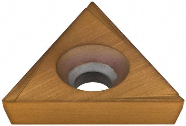 Hertel - TPCG320.5 Grade HP520B Carbide Boring Insert - TiN Finish, 60° Triangle, 11° Relief Angle, 3/8" Inscr Circle, 1/8" Thick, 0.007" Corner Radius - Eagle Tool & Supply