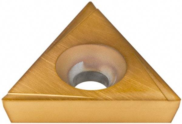 Hertel - TPCG320.5 Grade HP520B Carbide Boring Insert - TiN Finish, 60° Triangle, 11° Relief Angle, 3/8" Inscr Circle, 1/8" Thick, 0.007" Corner Radius - Eagle Tool & Supply