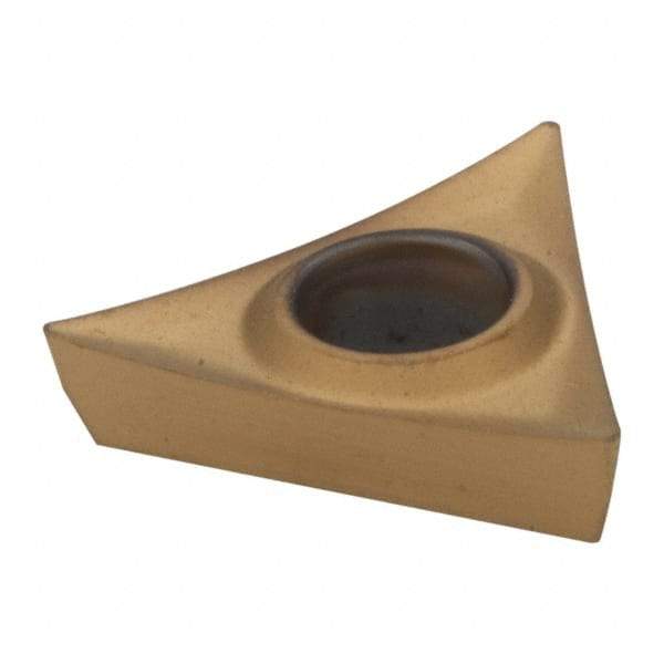 Hertel - TPGT21.50.5 HF2 Grade HP520B Carbide Boring Insert - TiN Finish, 60° Triangle, 11° Relief Angle, 1/4" Inscr Circle, 3/32" Thick, 0.007" Corner Radius - Eagle Tool & Supply