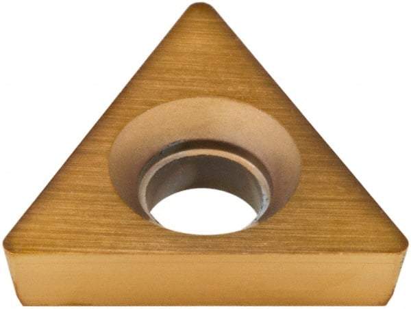 Hertel - TPCB221 Grade HP520B Carbide Boring Insert - TiN Finish, 60° Triangle, 11° Relief Angle, 1/4" Inscr Circle, 3/32" Thick, 1/64" Corner Radius - Eagle Tool & Supply