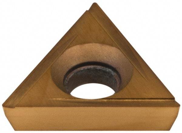 Hertel - TPCG220.5 Grade HP520B Carbide Boring Insert - TiN Finish, 60° Triangle, 11° Relief Angle, 1/4" Inscr Circle, 3/32" Thick, 0.007" Corner Radius - Eagle Tool & Supply